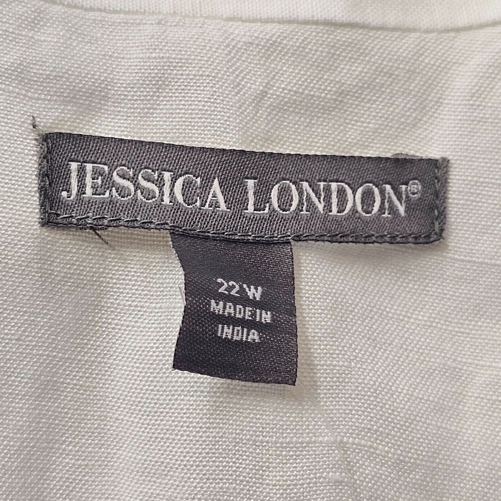 Jessica London Womans Lined Button Up Linen Blend Blazer White Plus SZ 22W NWOT - Picture 5 of 11